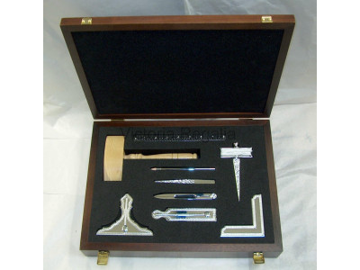 Masonic Set of Working Tools fitted in flat box - full lodge Size