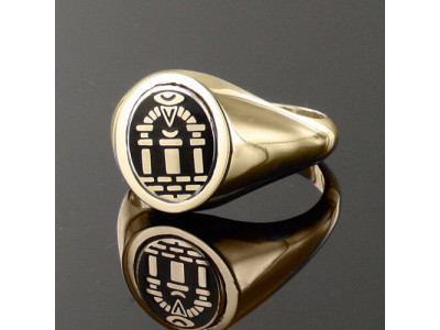 Guld Royal Arch Masonic Ring - Svart med vändbart huvud - 9 karat guld