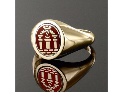 Guld Royal Arch Masonic Ring - Röd med vändbart huvud - 9 karat guld
