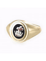 Guld Royal Preceptory Masonic Ring - Svart med vändbart huvud - 9 karat guld