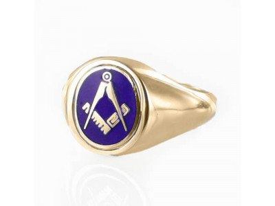 Masonic Ring Blue Reversible Square and Compass a Hallmarked 9ct Gold 