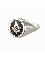 Masonic Ring Black Reversible Square and Compass with G - Solid Silver
