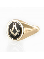 Masonic Ring Black Reversible Square och Compass ett kännetecknat 9 karat guld