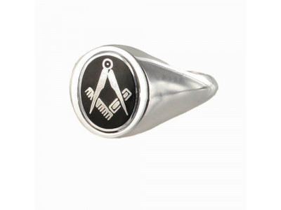 Masonic Ring Black Reversible Square and Compass Solid Silver