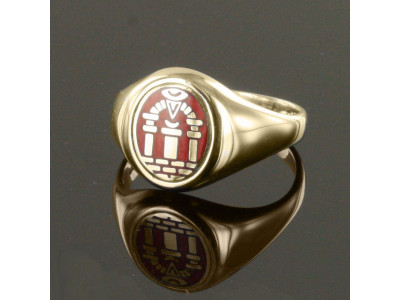 Gold Royal Arch Masonic Ring - Red With Fixed Head - 9ct Gold 