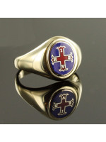 Red Cross of Constantine Masonic Ring - Blue With Fixed Head - 9ct Gold 
