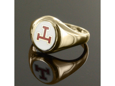 Triple Tau Masonic Ring med snabb huvud - 9 karat guld