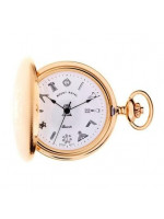 Freemasons Masonic Pocket watch with Tools on the Dial - Masonic Engine Turned Gold Plated Quartz Full Hunter Pocket Watch