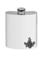 Pewter Masonic Hip Flask with Square Compass and G badge