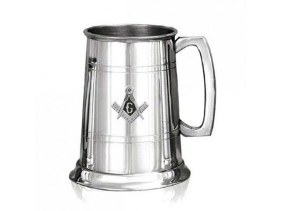 Masonic Tankard made in Pewter with square Compass and G Badge
