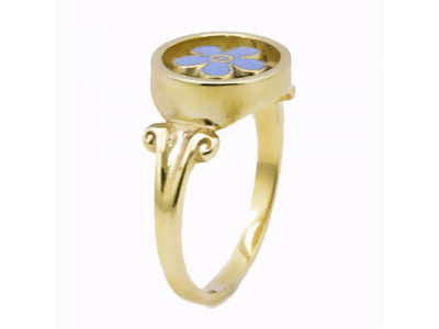 Masonic Ring 9ct Yellow Gold Forget Me Not 