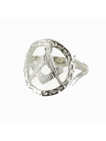 Masonic Ring - Large Silver Pierced Design Square and Compass Masonic Ring