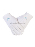  Cotton Gloves with Sky Blue Square Compass - Masonic