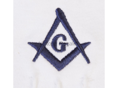  Cotton Gloves with Navy Blue Square Compass and G - Masonic