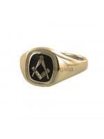 Masonic 9ct Gold Black Square and Compass Ring with Reversible Cushion Head