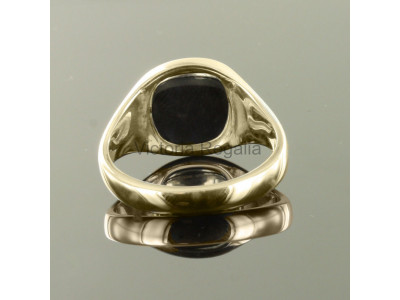 Masonic 9ct Gold Black Square and Compass Ring with Reversible Cushion Head