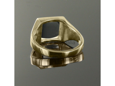 Masonic 9ct guldblå ​​fyrkant, kompass och G-ring med vändbart fyrkantigt huvud