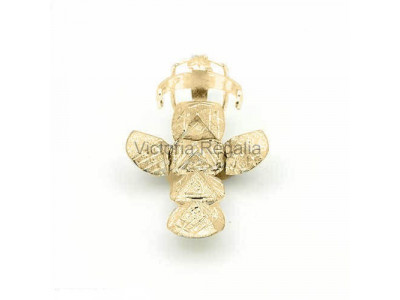 Handmade Masonic Orb Fob Ball Cross Pendant -  9ct Gold - Small Size