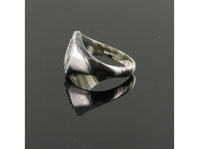 Masonic Silver Square and Compass Ring with Oval Head