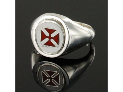 Masonic Silver Knights Templar Ring with Reversible Head