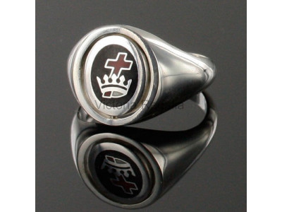 Masonic Silver Royal Black Preceptory Ring with Reversible Head