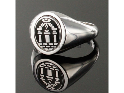 Masonic Silver Royal Arch Ring with Reversible Head (Black)