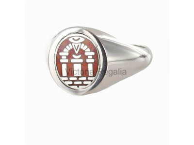 Masonic Silver Royal Arch Ring with Reversible Head (Red)