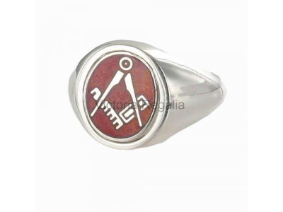 Masonic Solid Silver Square and Compass Ring with Reversible Head