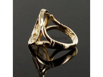 Masonic Ring - Liten guldhålad fyrkantig design och kompass Masonic Ring