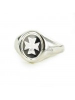 Masonic Silver Knights of Malta Ring with Fixed Head