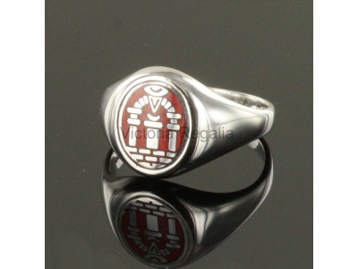 Masonic Solid Silver Royal Arch Ring with Fixed Head (Red)