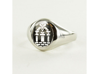 Masonic Solid Silver Royal Arch Ring with Fixed Head (Black)