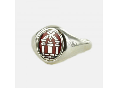 Masonic Solid Silver Royal Arch Ring with Fixed Head (Red)