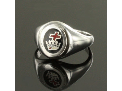 Masonic Solid Silver Royal Black Preceptory Ring with Fixed Head