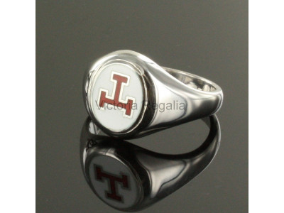 Masonic Silver Triple Tau-ring med fast huvud