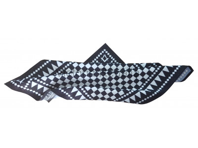 Masonic Chequered Pocket Square with Square and Compass Symbol (White)