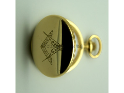 Gratis frimurare Masonic Square och Compass fickur med verktyg på urtavlan - Masonic Gold Plated Quartz Hunter Pocket Watch