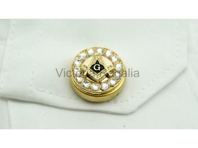 Freemasons Gold Cuff Button Cover with Masonic Square, Compass and G (Pair)