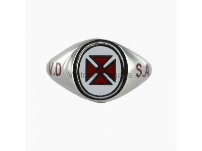 Masonic Solid Silver Knights Templar Ring with Fixed Head, and VD SA engraving