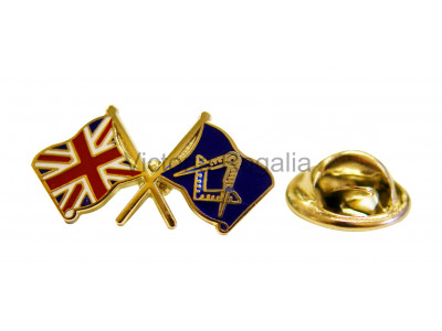 Union Jack Crossed flags Masonic Freemasons Lapel Pin 