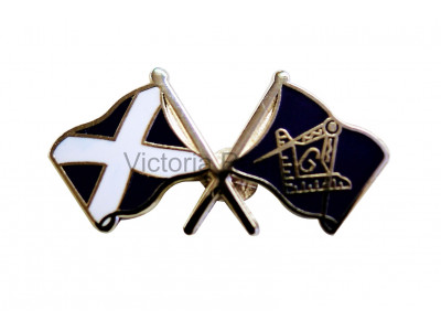 Scottish Saltire Crossed Flags Masonic Freemasons Lapel Pin 