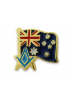 Drapeau de l'Australie franc-maçon et carré maçonnique et épinglette boussoles