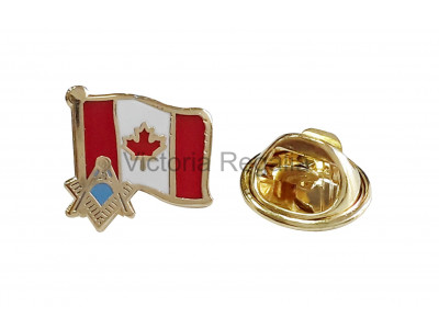 Freemasons Canada Flag with Masonic S&C Lapel Pin