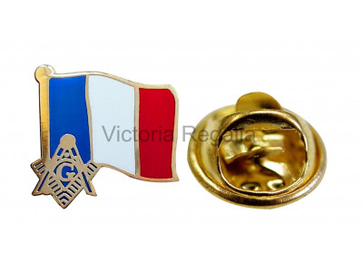 Freemasons French Masonic Flag Lapel Pin