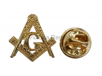 Freemasons Gold Coloured Square and Compass with G - Masonic Lapel Pin