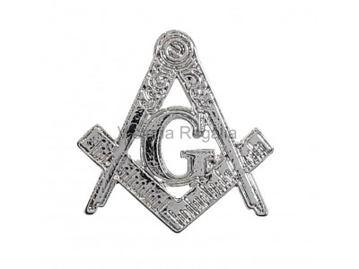 Freemasons Silver Coloured Square and Compass with G - Masonic Lapel Pin
