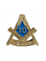 Freemasons Masonic 10 YEAR Lapel Pin