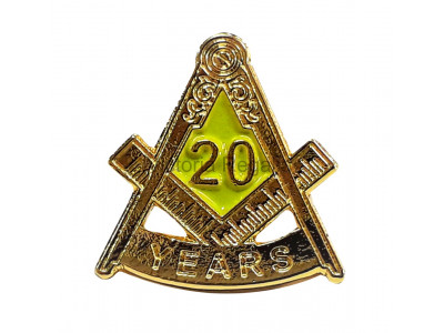 Freemasons Masonic 20 YEAR Lapel Pin