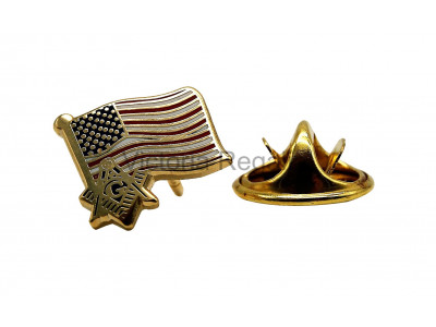 Freemasons United States Flag and Masonic SC&G Lapel Pin