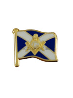 Scottish Flag and Masonic Square Compass and G Symbol Freemason Lapel Pin
